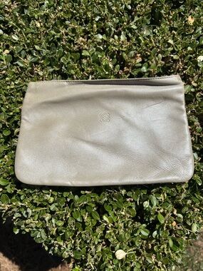 Loewe Leather Zip Pouch in Cream